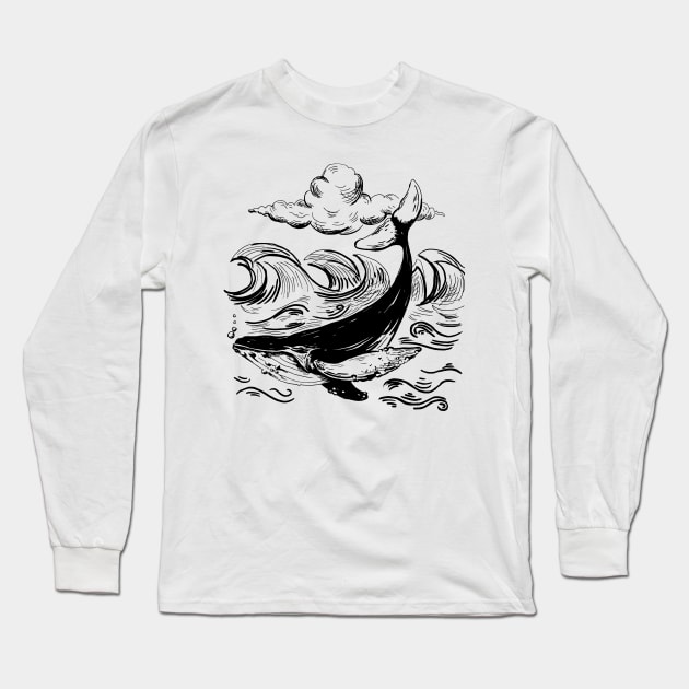 Humpback Whale Long Sleeve T-Shirt by SWON Design